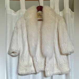 Vintage DENA Knitted Rex Rabbit Fur Jacket + Fox Collar